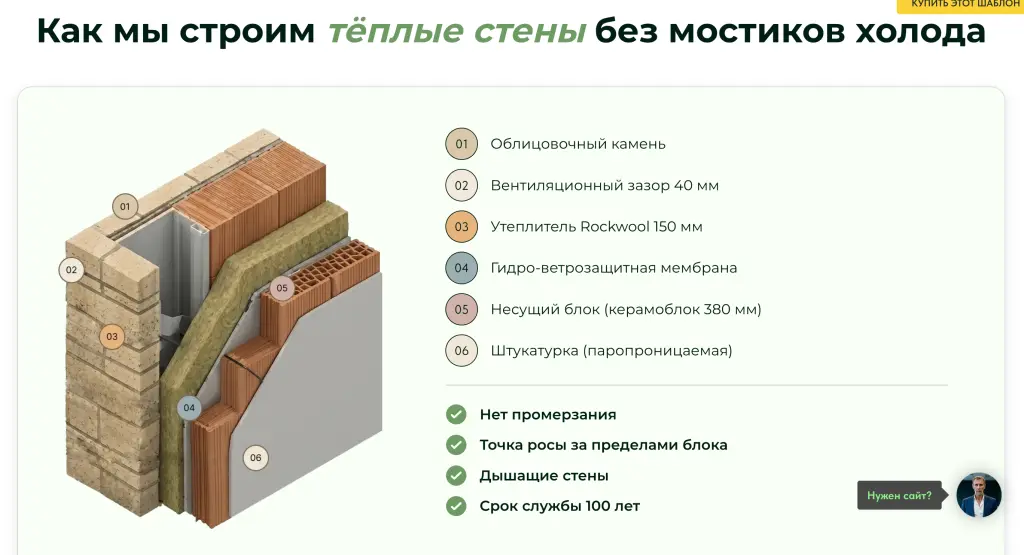 Шаблон сайта для компании по строительству каменных домов под ключ